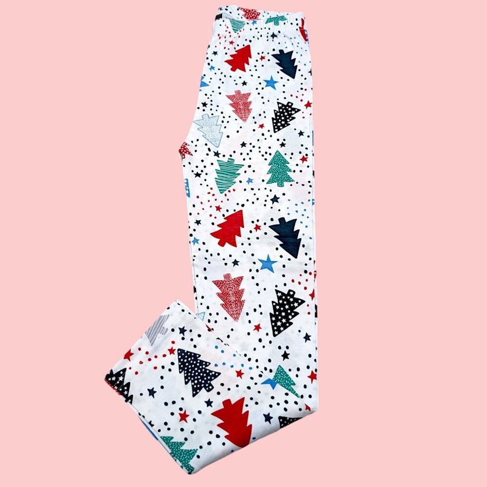 Pepco Full length Soft Cotton White Xmas Trees leggings Skinny Fit stretchy NWOT